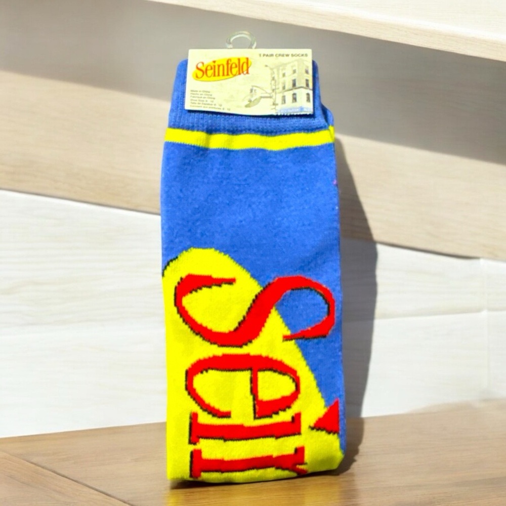 Seinfeld Blue and Yellow mens  Crew socks sz 6-12